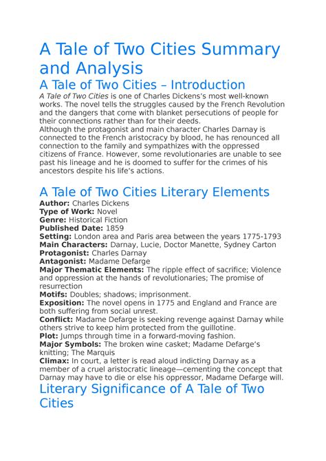 A Tale of Two Cities Literary Criticism .
